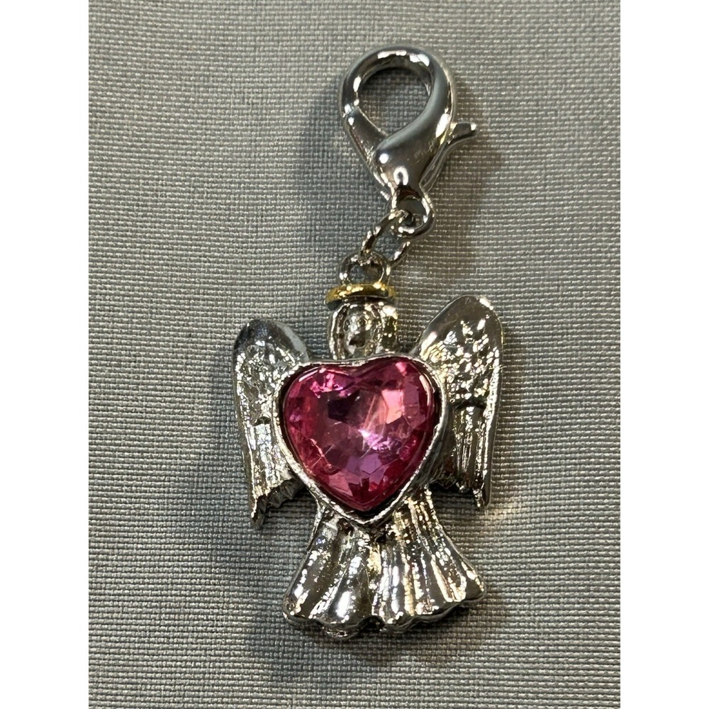 guardian angel charm october birthstone pink crystal - Picture 2 of 2